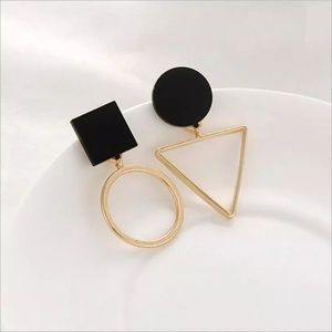 Geometric Asymmetry Triangle Round Earrings